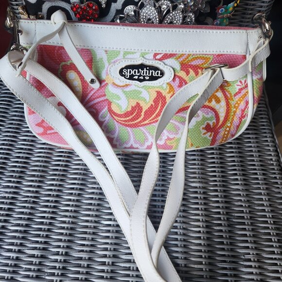SPARTINA 449 ~ Sweetgrass Canvas with Leather Trims Crossbody Bag ~ EUC - Picture 1 of 6